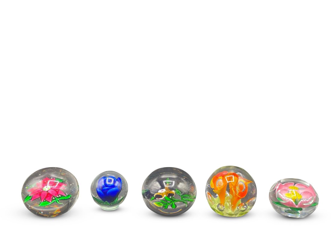 Five Floral Paperweights (1 of 11)