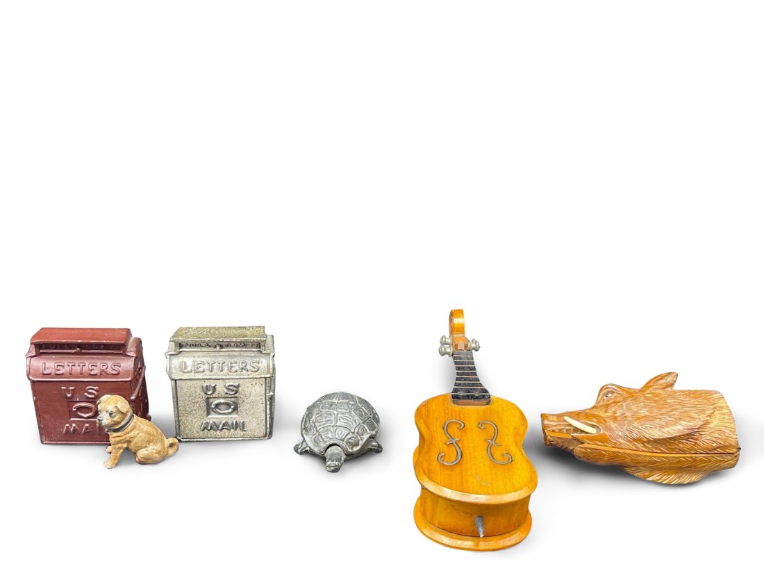 Five Stamp Boxes: Cast Iron and Wood (1 of 9)