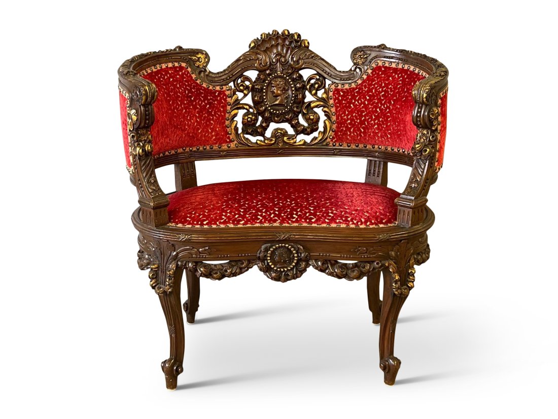 Continental Mask Carved Boudoir Settee (1 of 5)