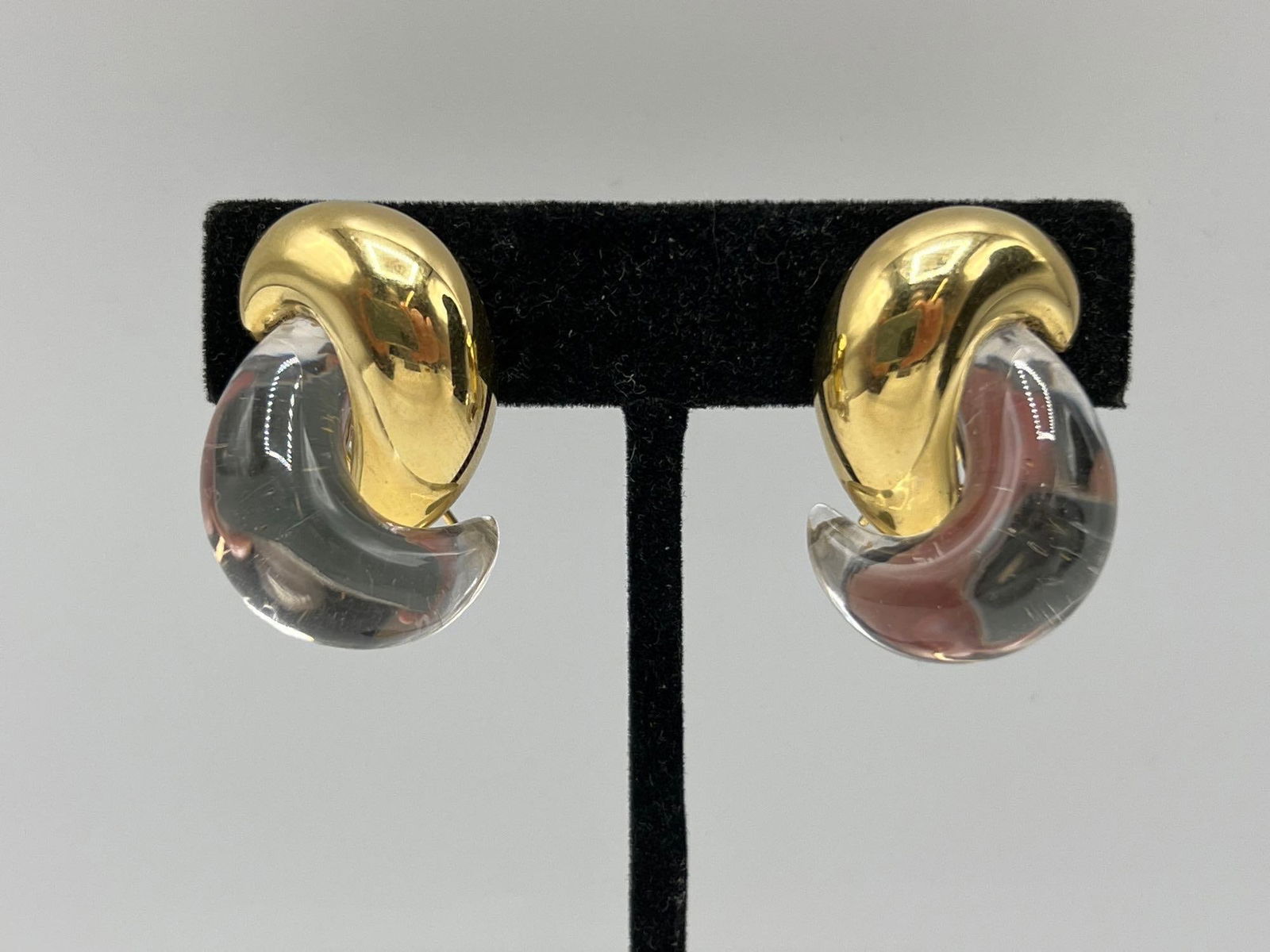 Pair of 18K and Crystal Half-Link Earrings (1 of 5)