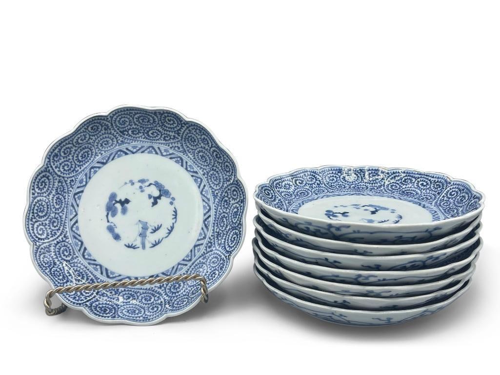 Eight Japanese Blue & White Plates (1 of 9)
