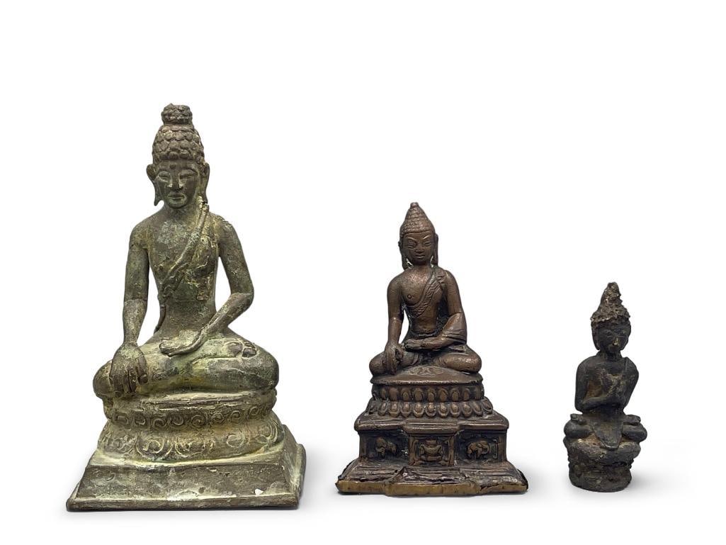 Three Seated Bronze Buddha Statues (1 of 9)