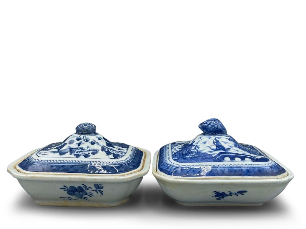 Two 19th C. Chinese Canton Lidded Dishes (1 of 11)