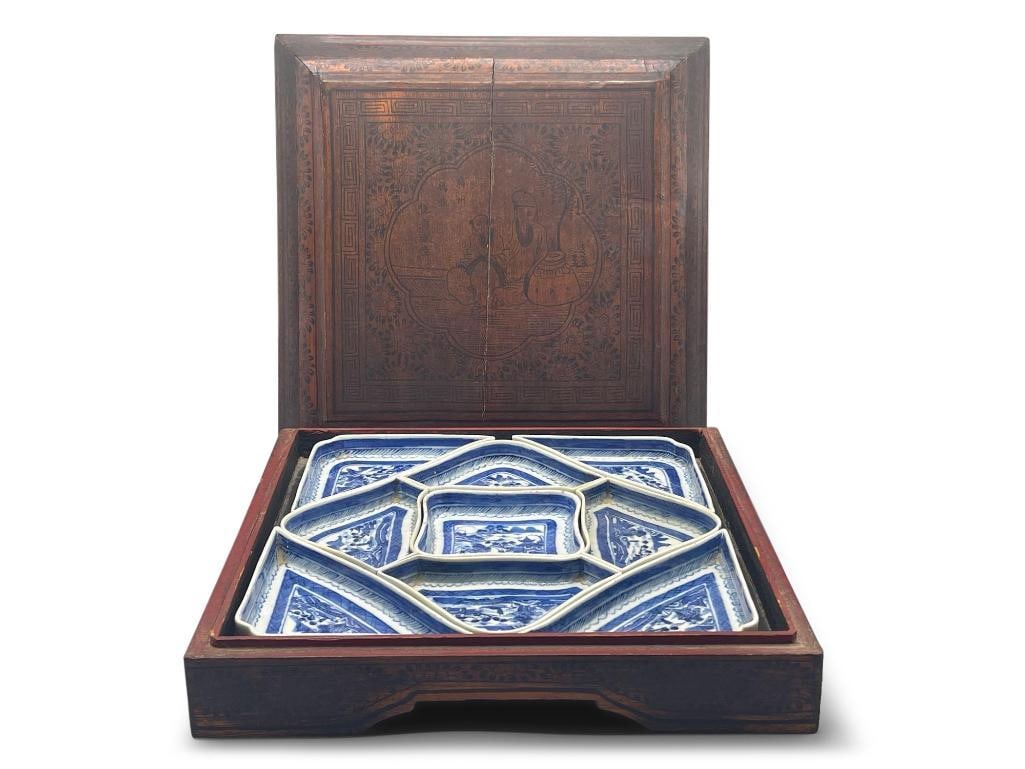 Rare Chinese Canton 9-piece Condiment Set (1 of 7)