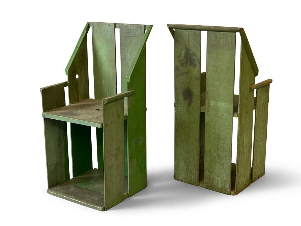 Pair of Primitive Handmade Child's Chairs (1 of 4)