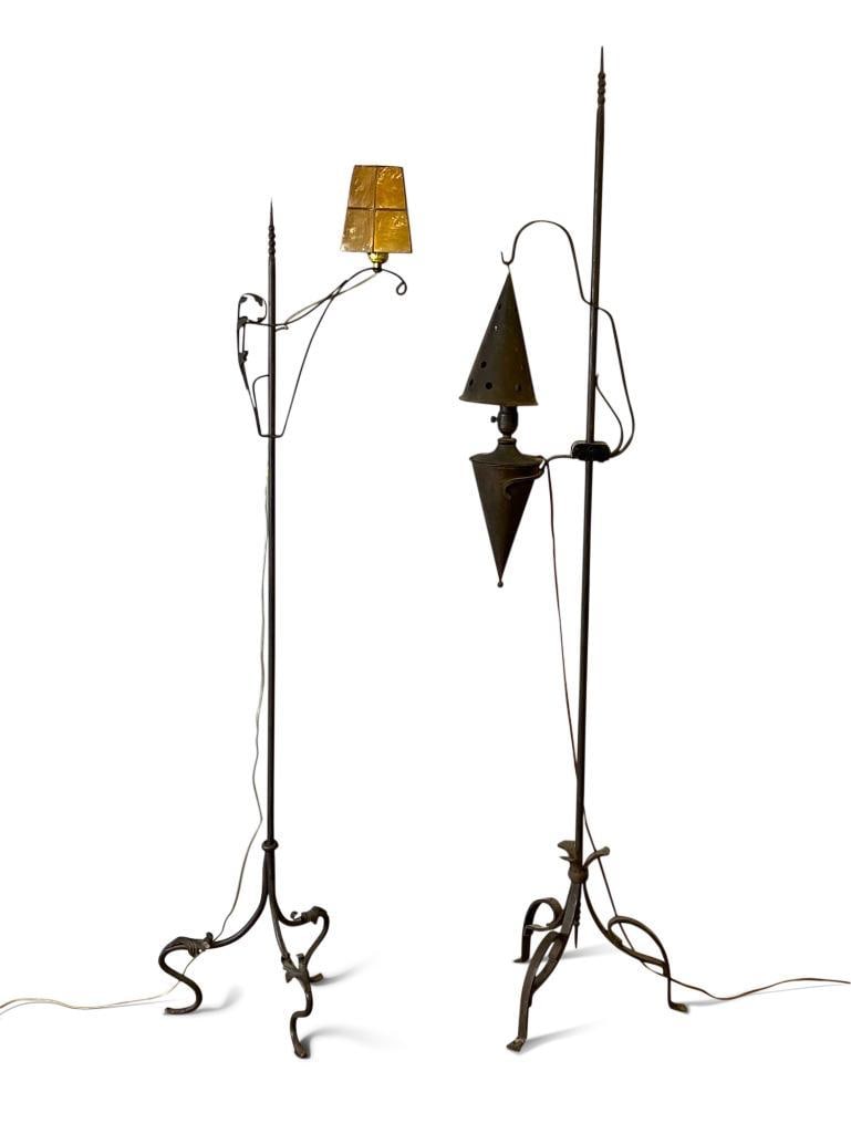 Pair of Arts & Crafts Wrought Iron Floor Lamps (1 of 6)