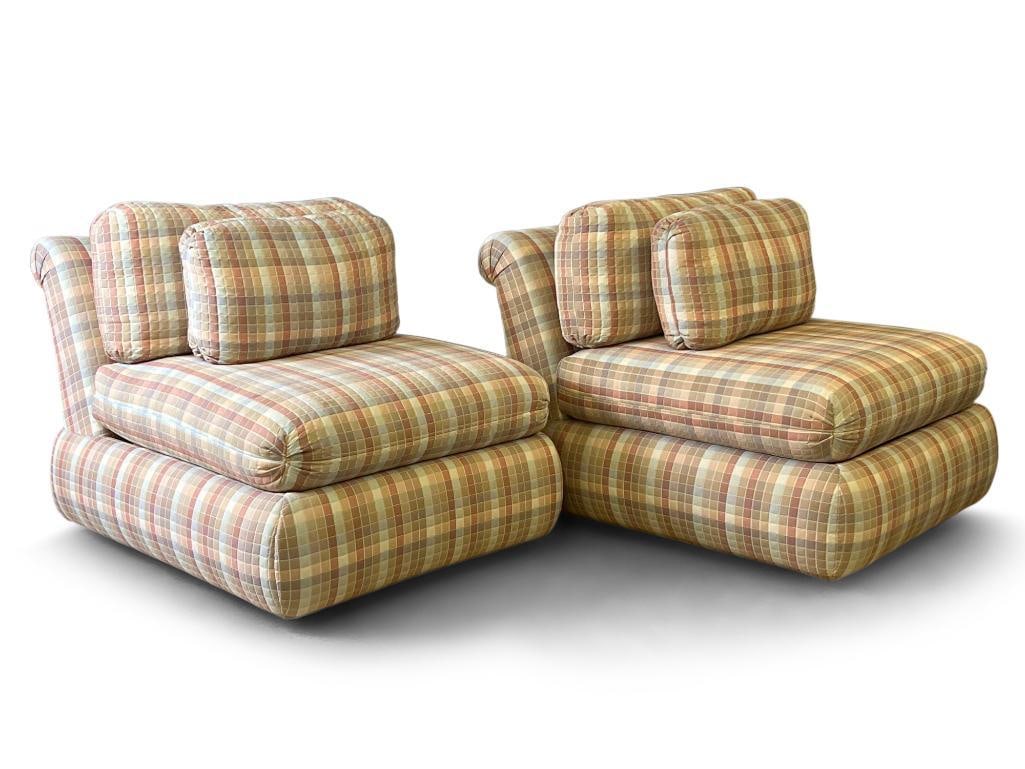 Pair of Upholstered Armless Slipper Chairs (1 of 5)