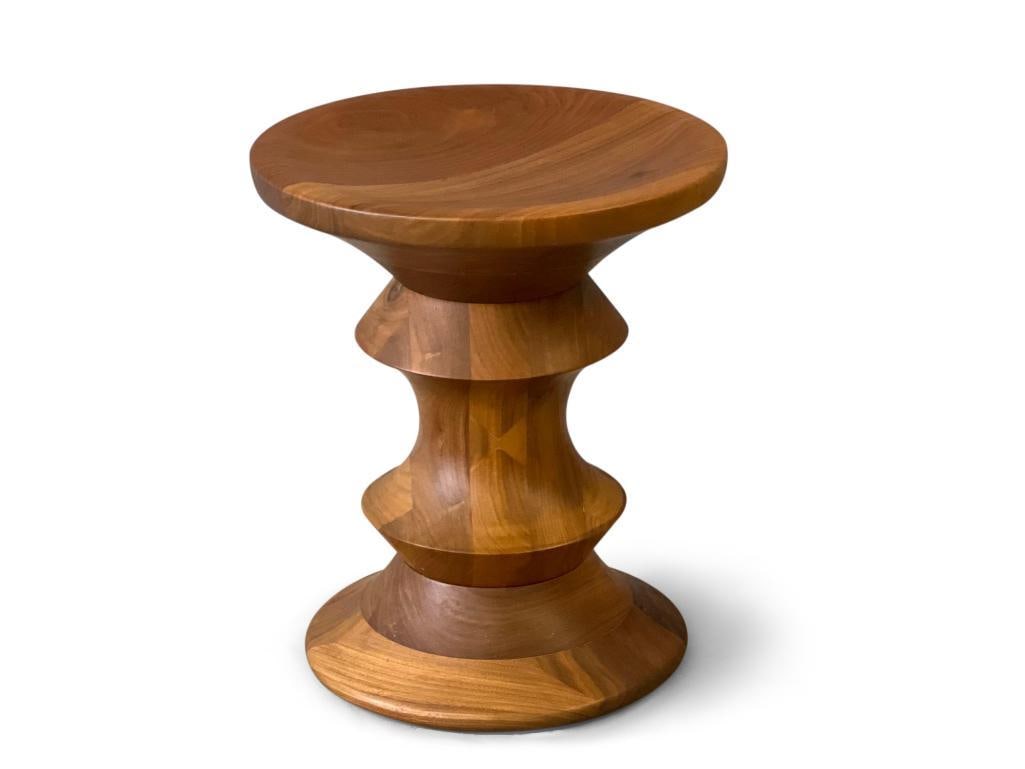 Charles & Ray Eames Time Life Stool: A Charles and Ray Eames/Herman Miller walnut "Time Life" stool. 15in tall x 13in diameter. | Philadelphia Metro area delivery, NYC curbside delivery, and international third-party shipper recommendati