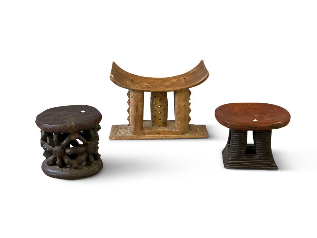 Three African Carved Stools (1 of 8)