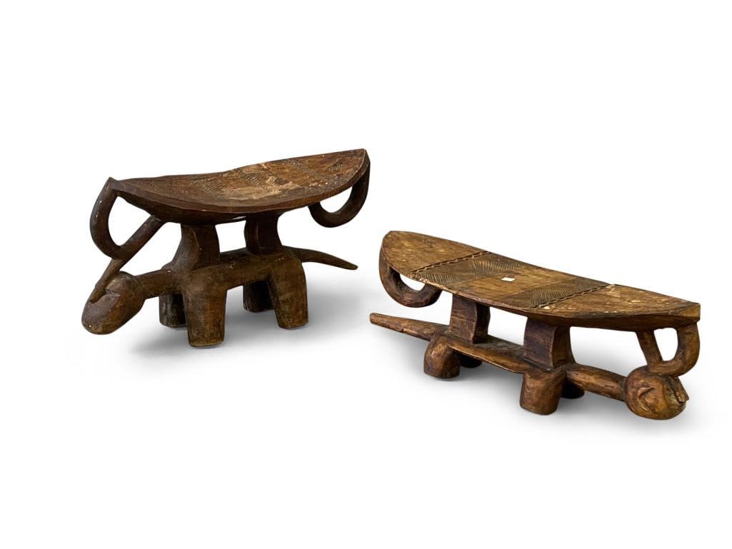 Two African Carved Headrests (1 of 6)