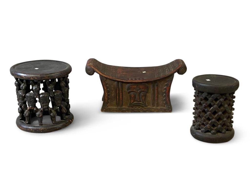 Three African Carved Stools (1 of 5)