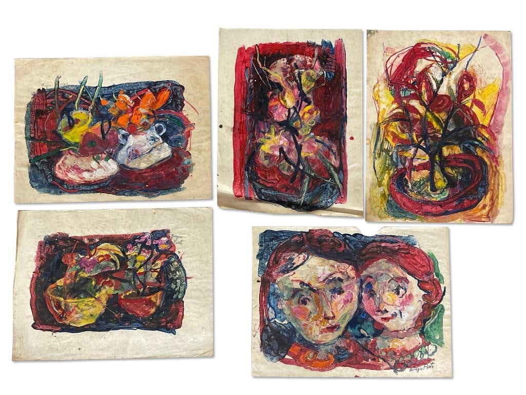 Five Biagio Pinto Oil/Paper Abstracts (1 of 6)