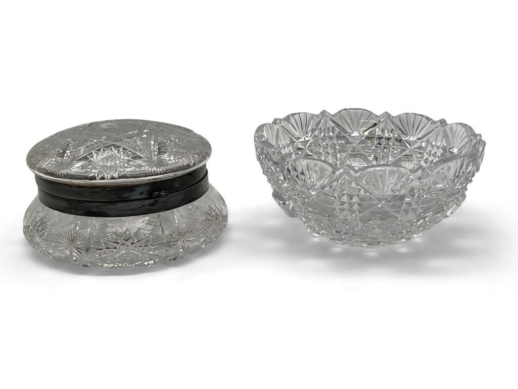 Cut Glass Covered Box and Bowl (1 of 6)