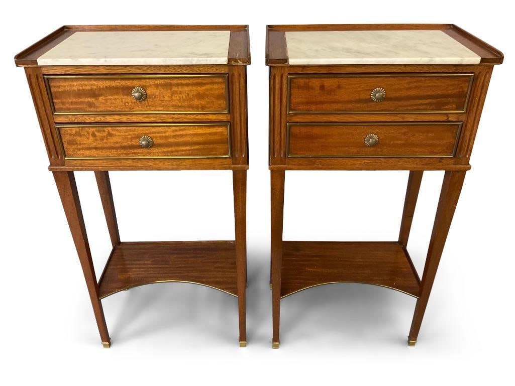 A Pair of Louis XVI Style Mahogany Nightstands (1 of 7)