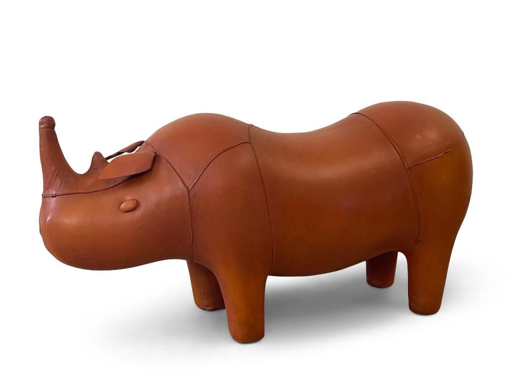 Abercrombie & Fitch-style Leather Rhino Stool (1 of 4)
