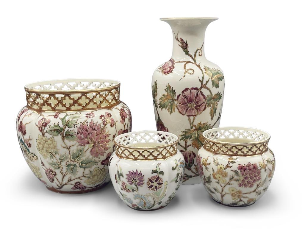 Four Zsolnay Hungary Porcelain Vases (1 of 7)