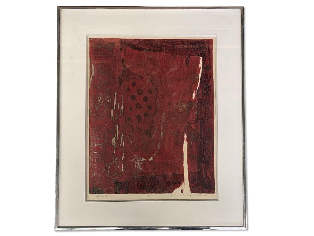 Hiroyuki Tajima. Signed Lithograph, Red Abstract (1 of 5)