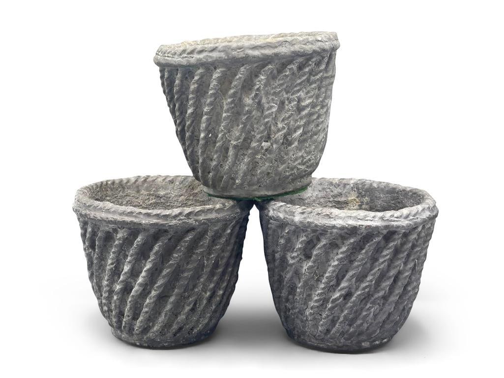 Three Diminutive Rope Weave Lead Planters (1 of 4)