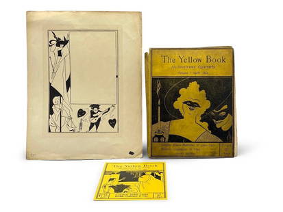 Aubrey Beardsley Grouping: To include a copy of The Yellow Book, An Illustrated Quarterly, Volume 1, April 1894, third edition, Ballantine Press, London & Edinburgh, with cover by Aubrey Beardsley; and an engraving by Beardsley