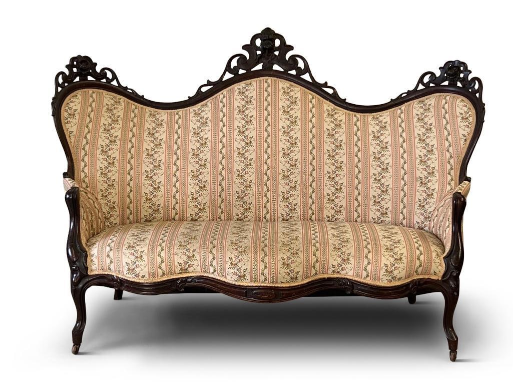 Victorian Carved and Laminated Rosewood Sofa (1 of 7)