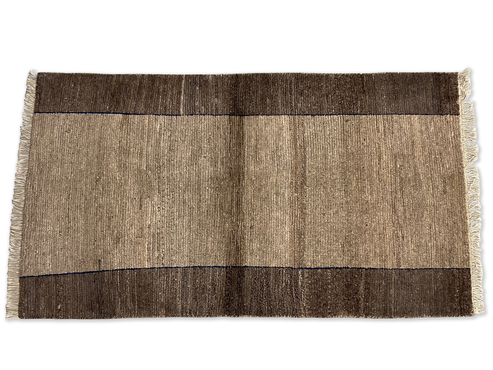 Iranian Flat Gabbeh Area Rug, 6ft 6in x 3ft 8in: An Iranian flat Gabbeh area carpet in earthtones. 6ft 6in x 3ft 8in. | Philadelphia Metro area delivery, NYC curbside delivery, and international third-party shipper information are all available on o