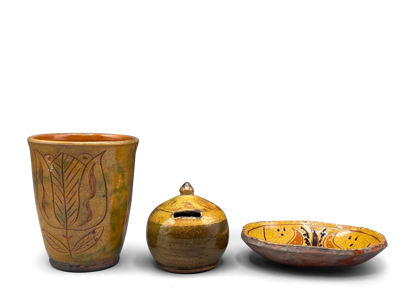 Three Pieces of Greg Schooner Redware Pottery (1 of 7)