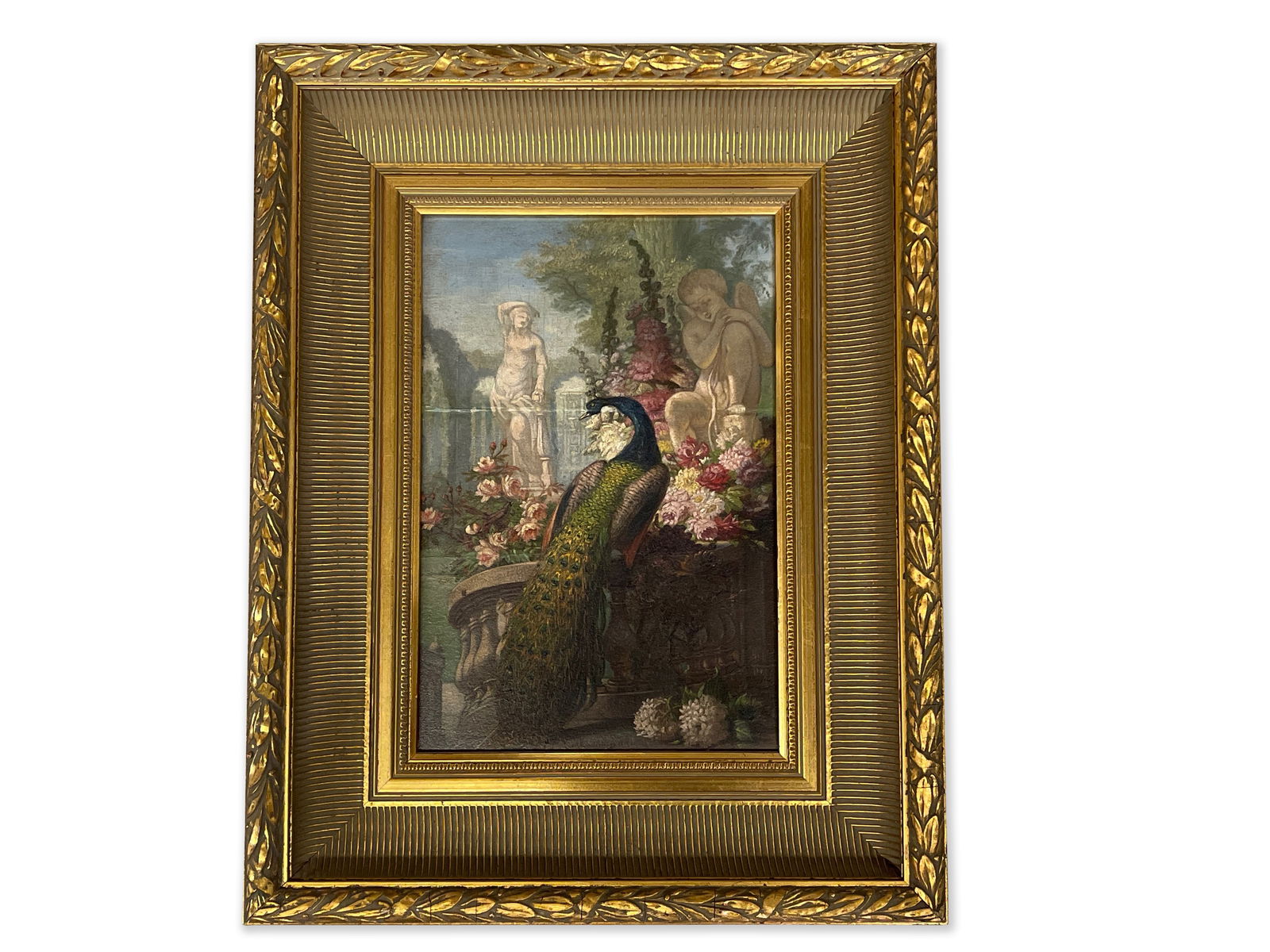 19th C. French Oil/Panel, Peacock (1 of 5)