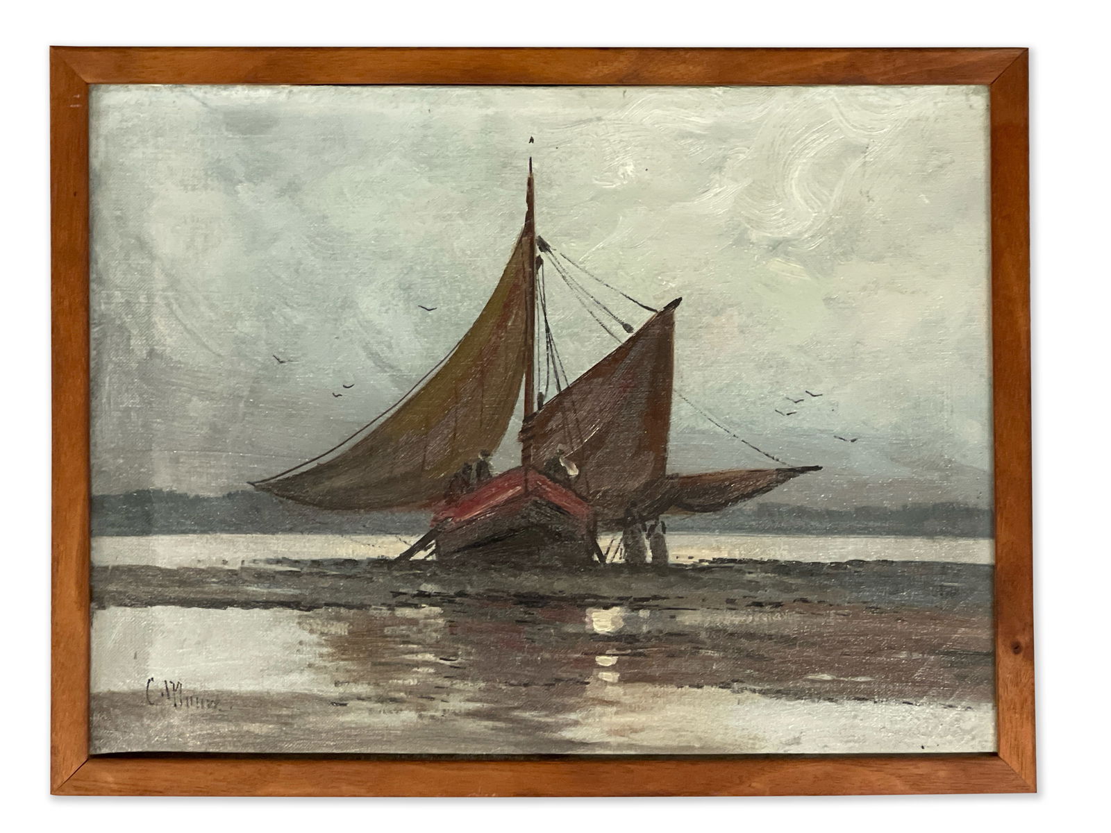 Signed/Illegible Oil/Canvas, Ship (1 of 4)