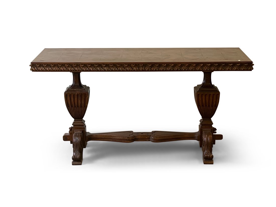 Continental Carved Oak Trestle Table (1 of 4)