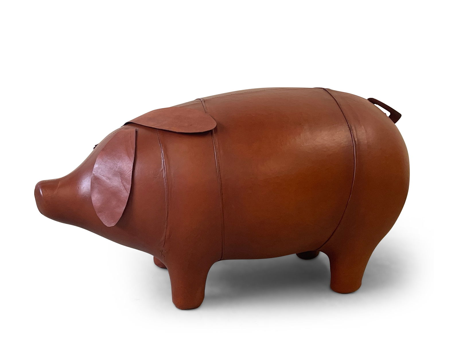 Abercrombie & Fitch-style Leather Pig Stool (1 of 4)