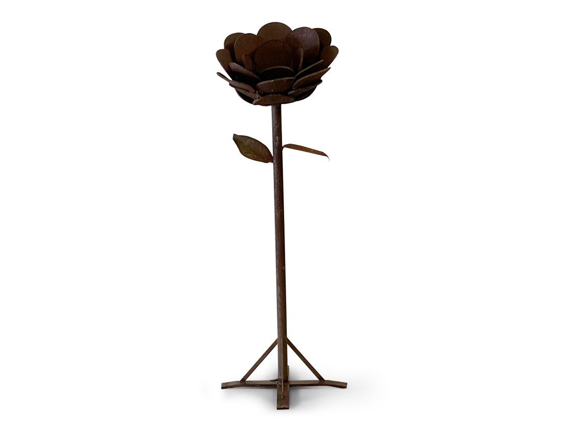 Large Brutalist Iron Flower Sculpture (1 of 3)