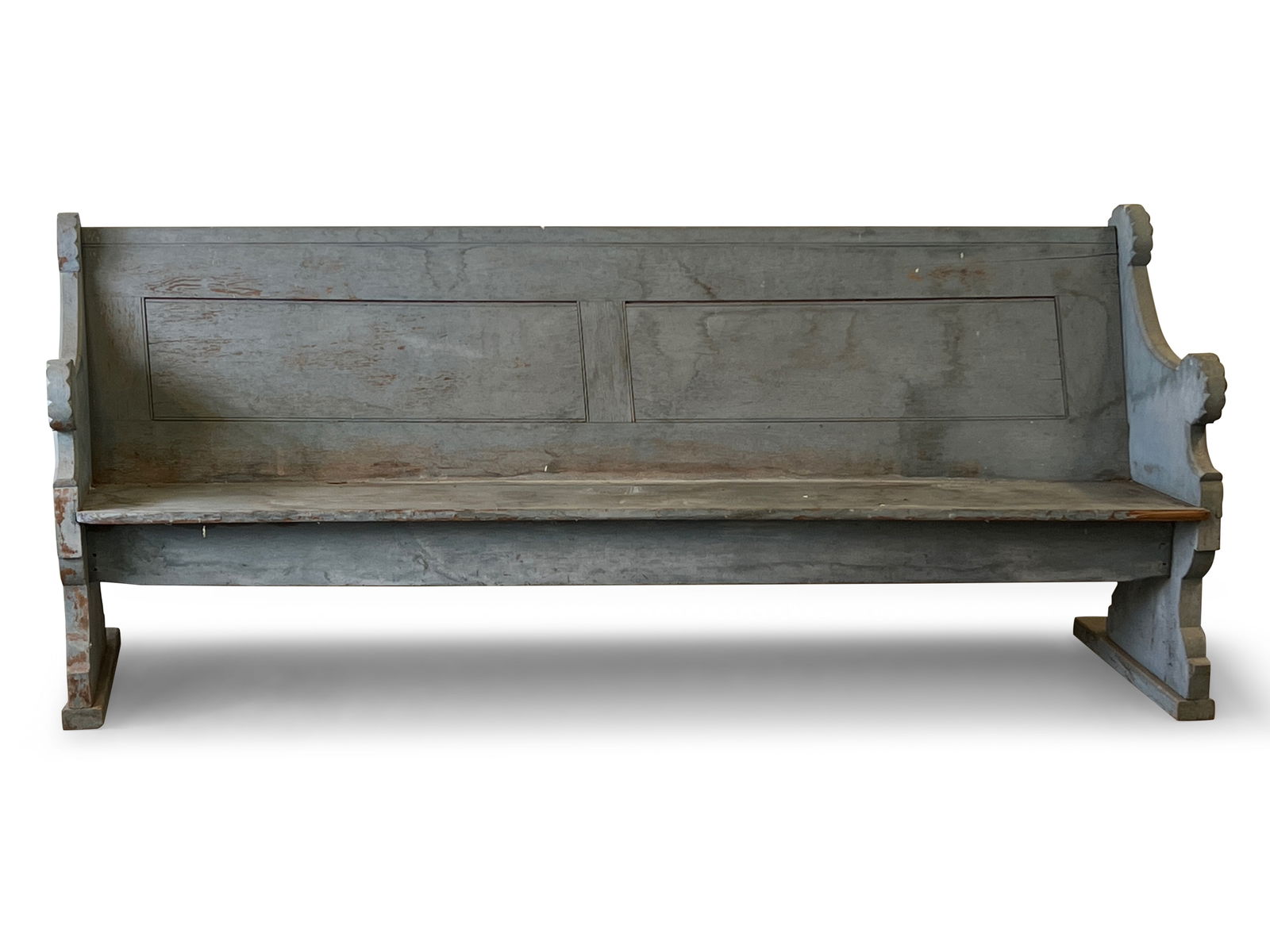 Blue-Painted Curved Settle Bench (1 of 5)