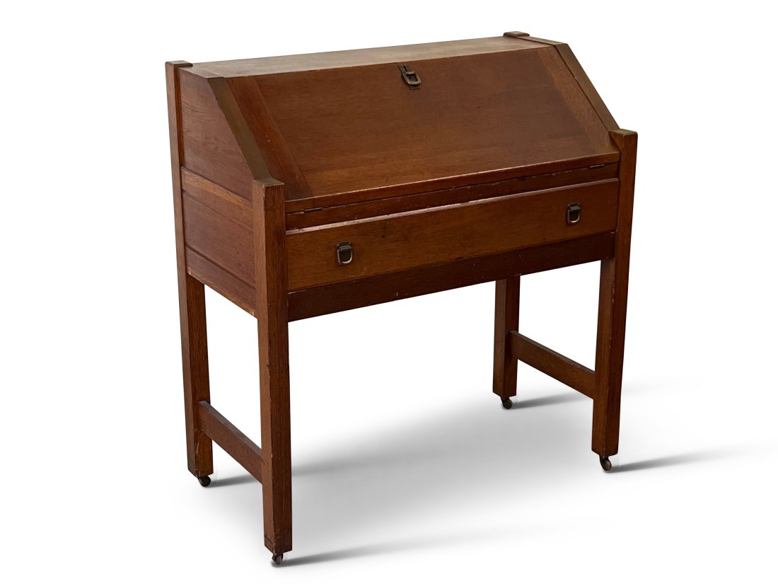 Arts & Crafts Oak Drop-Front Desk (1 of 4)