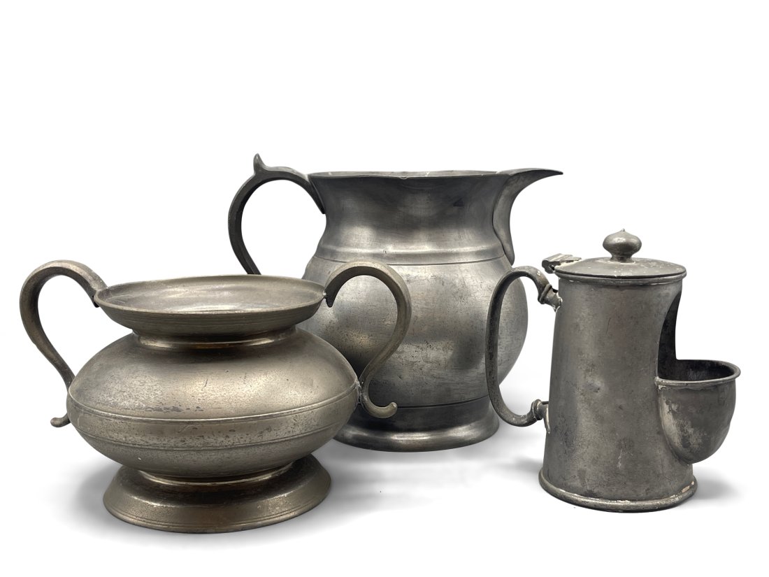 Three Pieces of 19th C. Pewter (1 of 9)