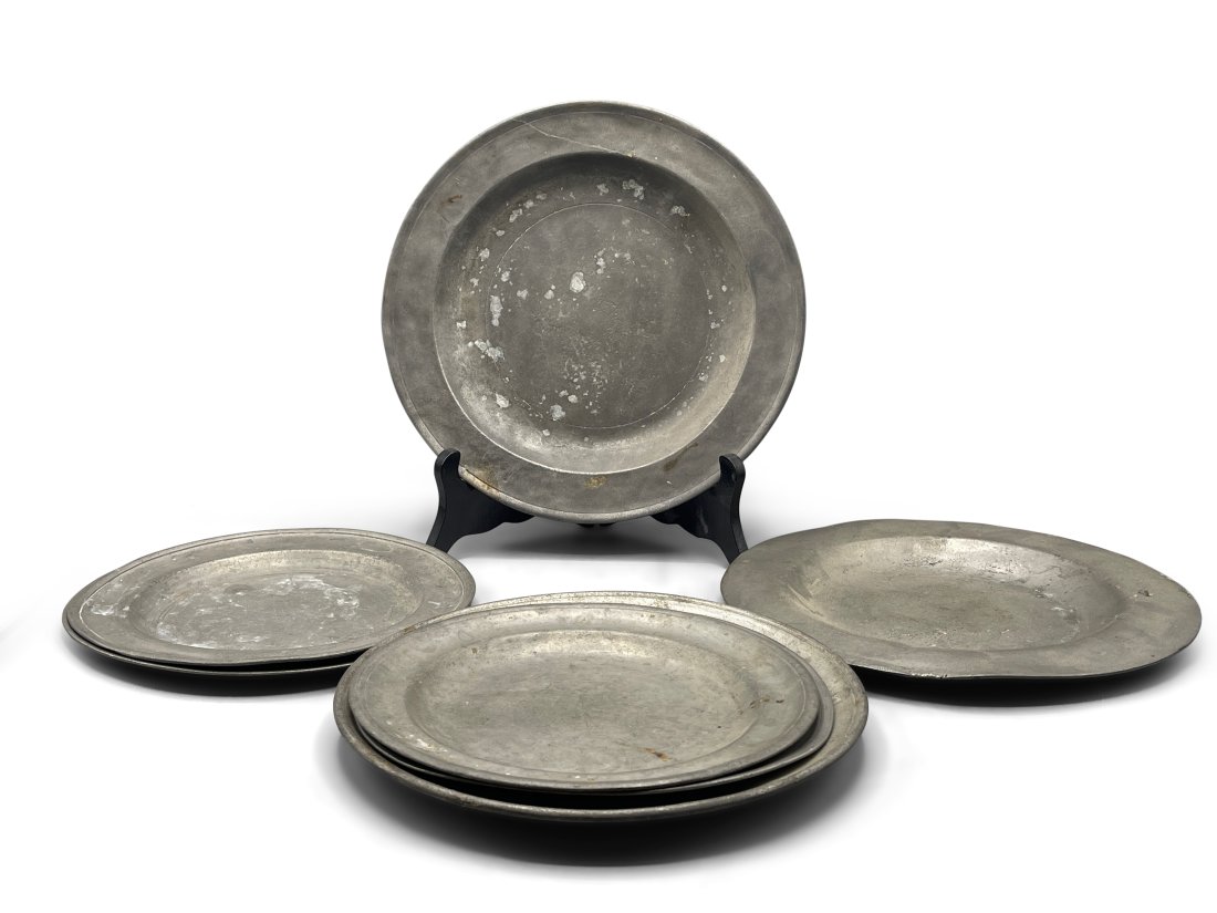 Seven 19th C. Pewter Plates (1 of 10)