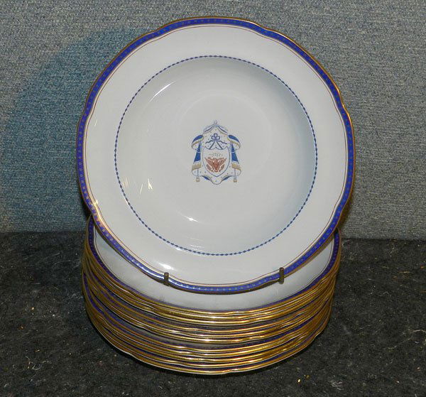 Lot of Copeland Spode "Independence China: Lot of Copeland Spode "Independence" China: 12 soup bowls (9" diameter); 11 entrée plates (10-1/4" diameter); 2 vegetable bowls (9" x 6-3/4").