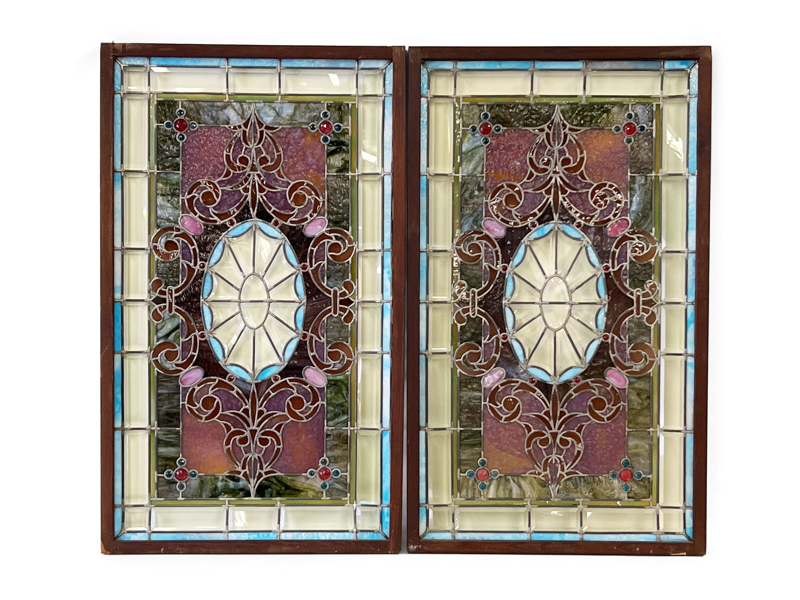Pair of Stained and Leaded Glass Windows (1 of 6)