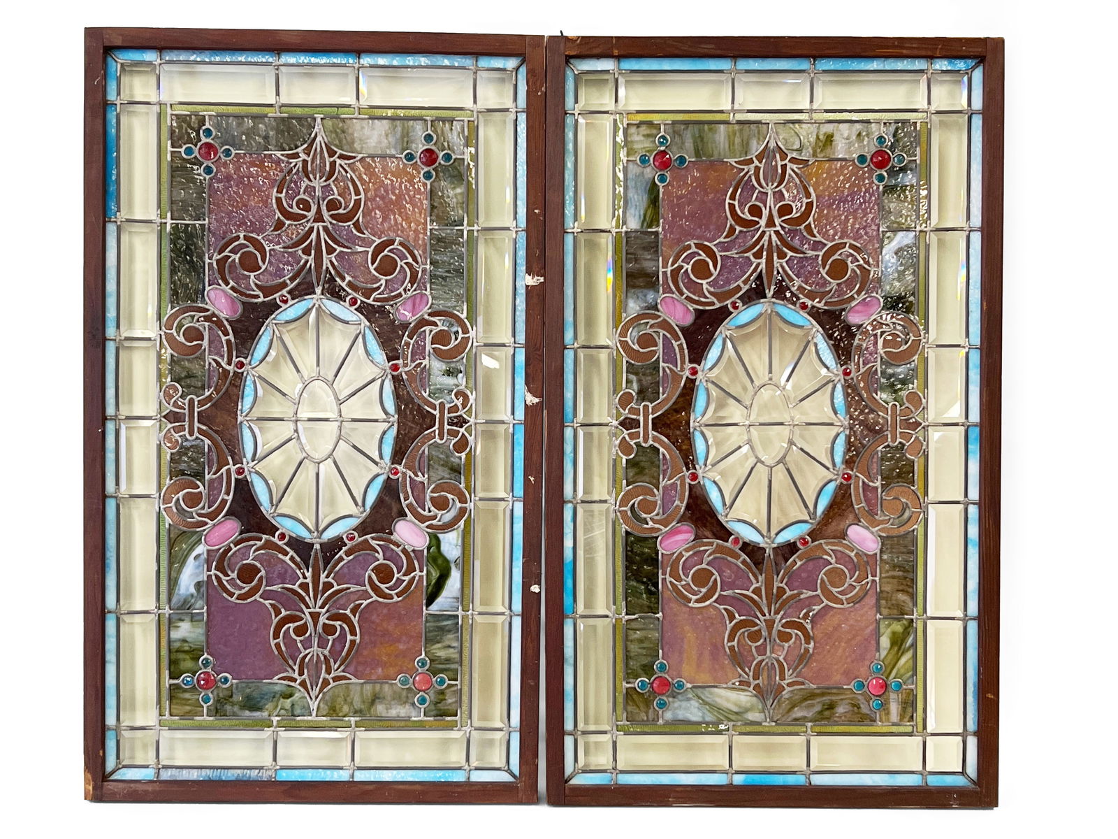 Pair of Stained and Leaded Glass Windows (1 of 4)