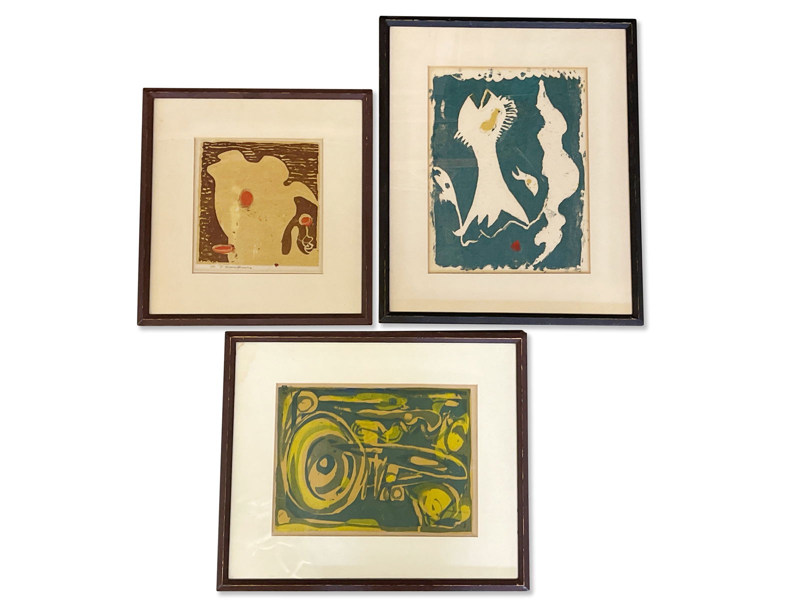 Three Abraham Hankins Abstract Woodblock Prints (1 of 7)