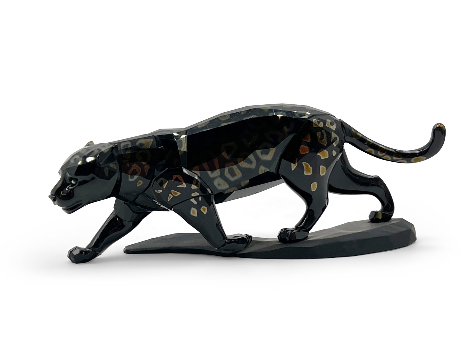 Swarovski Crystal Black Jaguar: A Swarovski crystal black jaguar. 2in tall x 6-3/4in wide. | Philadelphia Metro area delivery, NYC curbside delivery, and international third-party shipper information are all available on our website