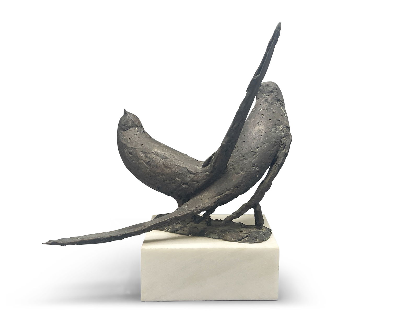 Brutalist Bronze Dove Sculpture (1 of 3)