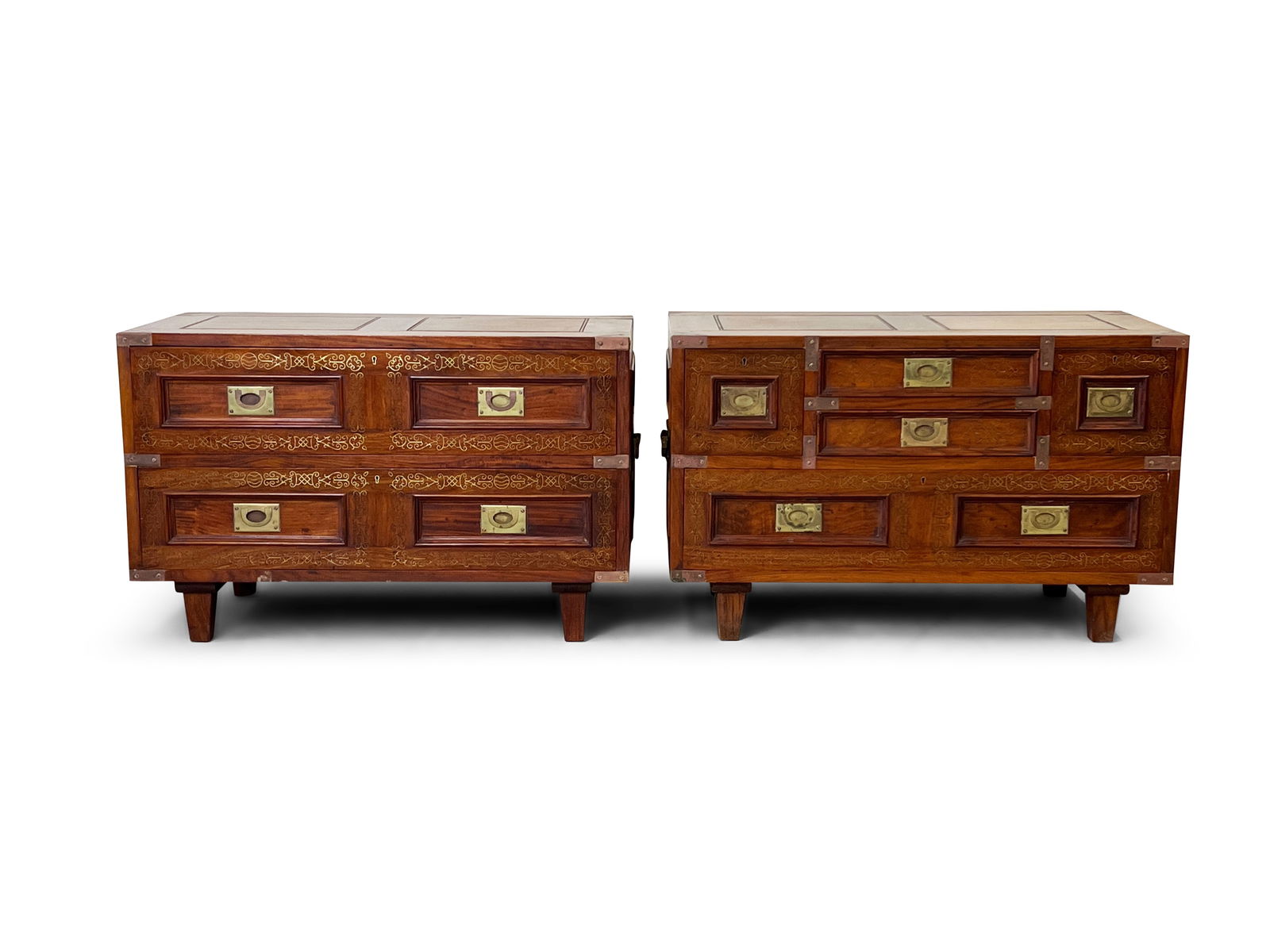 Pair of Pakistani Brass Inlaid Teak Cabinets (1 of 7)