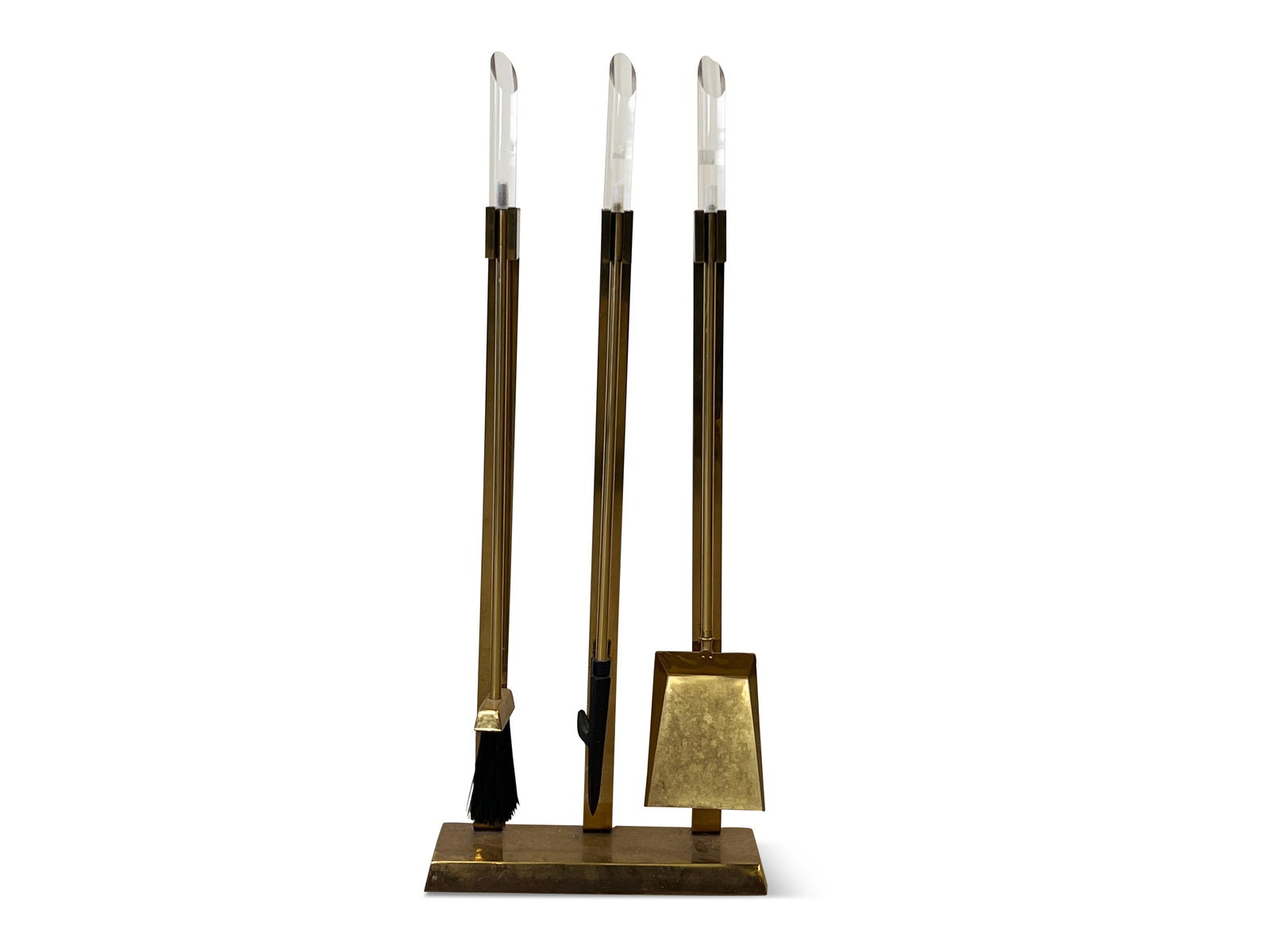 Modernist Lucite and Brass Fireplace Tools (1 of 5)