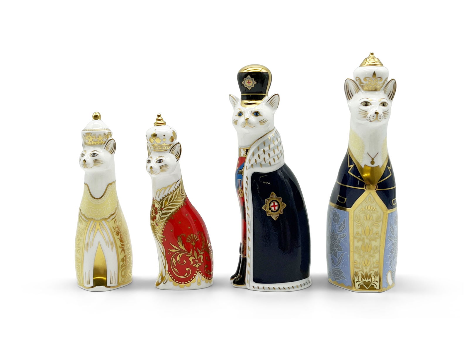 Four Royal Crown Derby Royal Cat Figures (1 of 4)