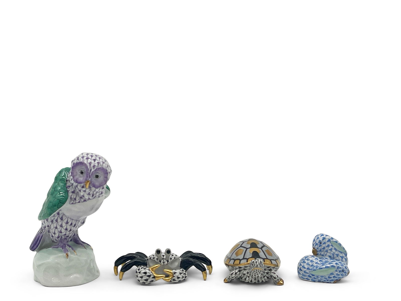 Four Herend Porcelain Fishnet Animals (1 of 12)