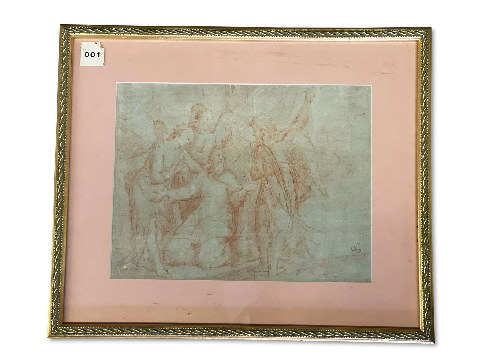 Old Masters School Sanguine Illustration, Angels (1 of 4)