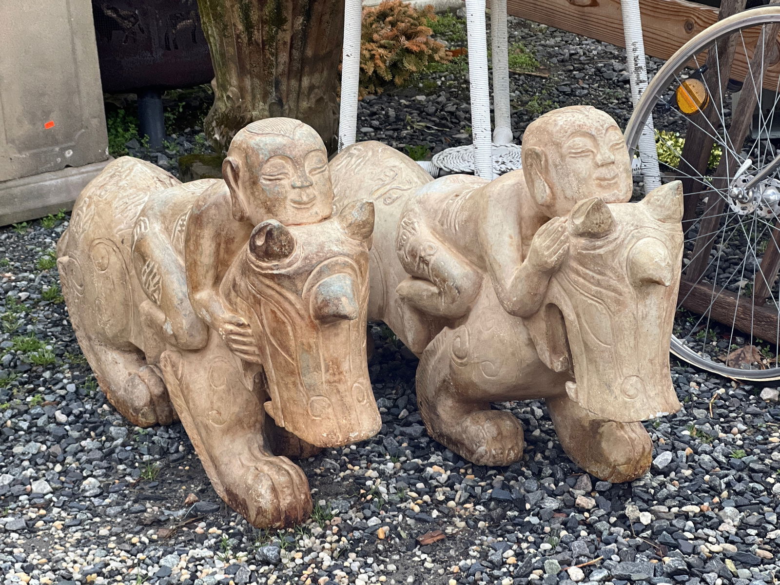 Pair of Chinese Carved Stone Sculptures (1 of 4)