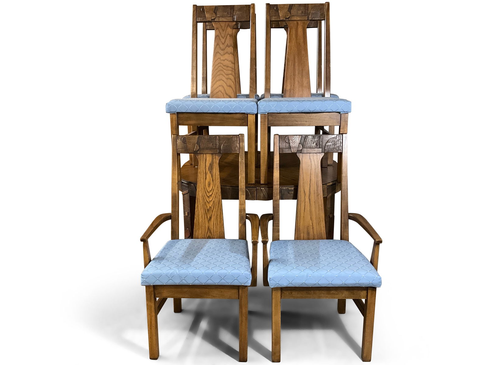 Lane Seven-Piece Brutalist Walnut Dining Set (1 of 6)