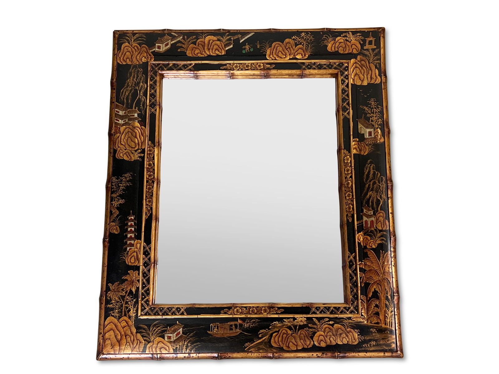 Decorator Chinoiserie Lacquered Wall Mirror (1 of 4)