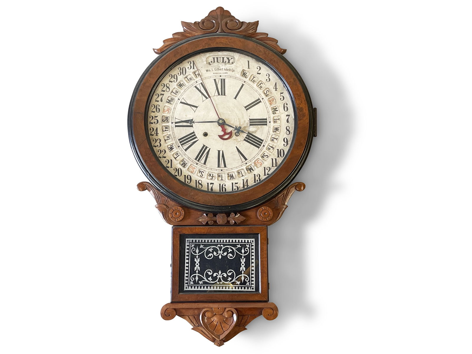 Wm. Gilbert Office Drop Calendar Clock (1 of 4)